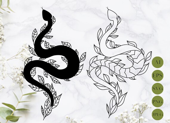 Download Floral Snake Svg Serpent Svg Laser Cut Snake Tattoo Digital Etsy