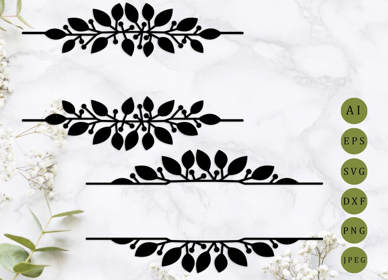 Download Leaves frame svg laser cut Flower border svg Split ...