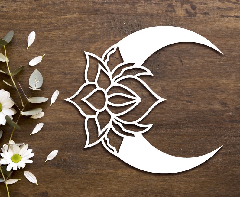Floral moon svg laser cut Crescent moon svg Zentangle svg ...