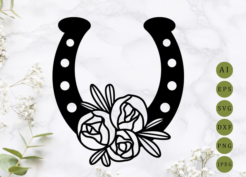 Download Floral horseshoe svg laser cut file Flower horseshoe ...