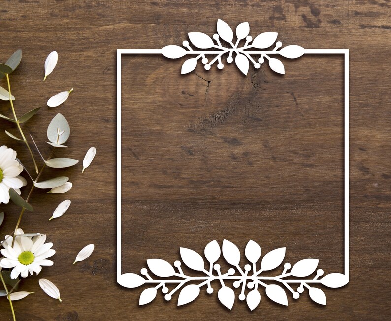 Download Leaves square border svg laser cut Rectangle frame svg | Etsy