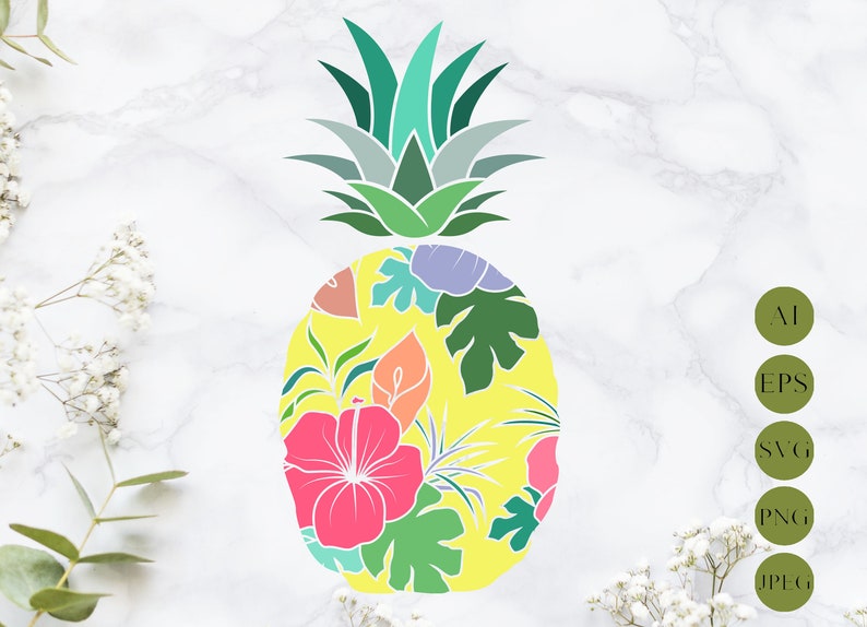 Download Pineapple svg laser cut Summer svg Tropical flower svg | Etsy