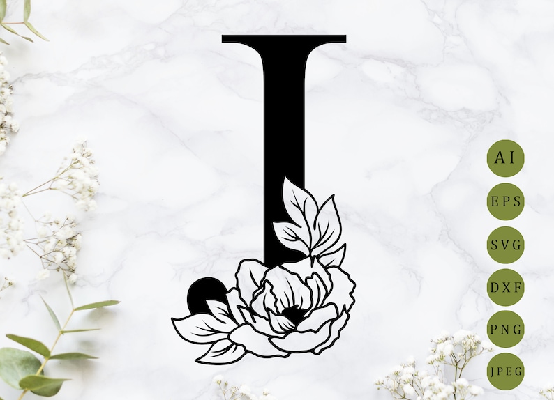 Download Floral monogram letter J Flower wedding font Botanical | Etsy