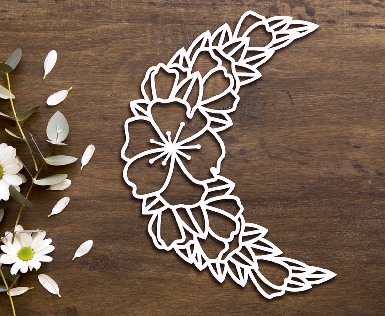 Download Floral moon svg laser cut file Crescent moon svg Moon | Etsy