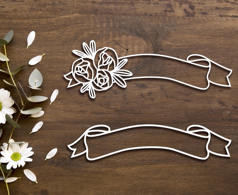 Download Floral ribbon banner svg Split frame svg Roses frame svg | Etsy