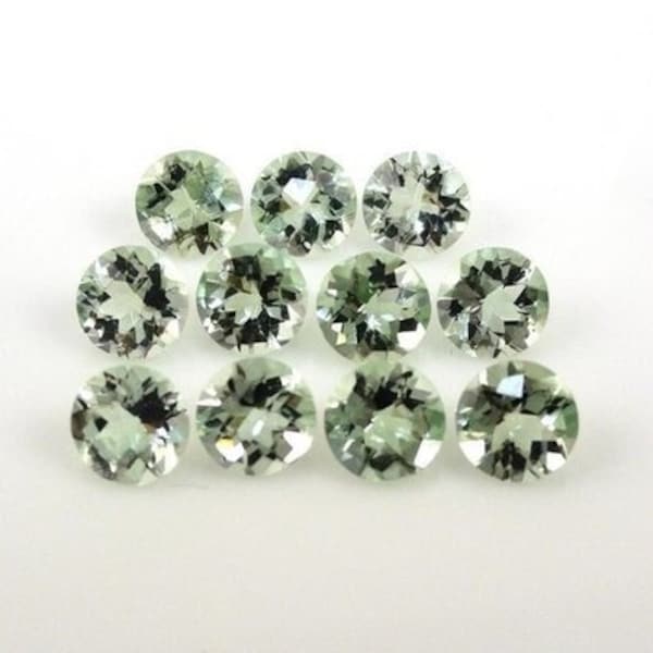 4 MM Green Amethyst Round Faceted Gems- 100 % Natural Green Amethyst Loose Gemstone