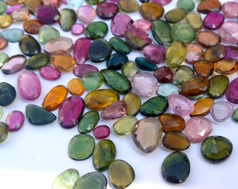 Tourmaline Polki Faceted 1.05 cts 8x10 mm 2 mm bi color Natural Tourmaline Loose Gemstone For making Beautiful Designer Jewelry 7479