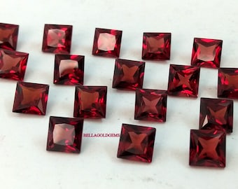10x10mm Square faceted cut loose gemstone AAA quality Natural Red Garnet 6x6mm