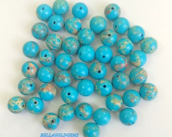 Natural Blue Cooper Turquoise Smooth Balls Round Gemstone ,8 mm Balls , Cabochon Round , Jewelry Making With Drilling