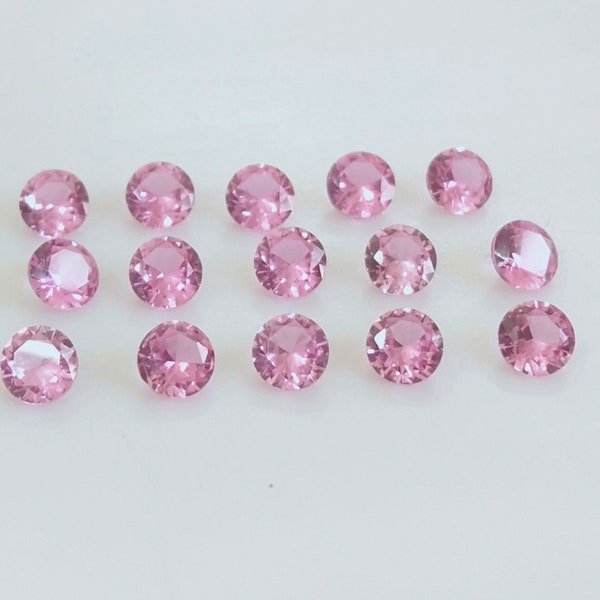 3 MM Lab Created Super Top Quality Round Faceted Pink Sapphire - Lab created Super Top Sapphire