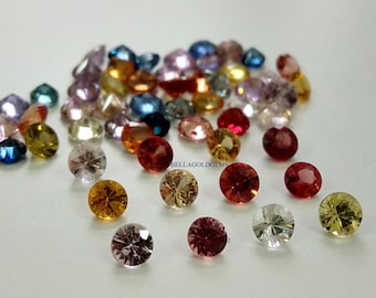 3mm Multi Color Sapphire: Round Diamond Cut Loose Gemstone