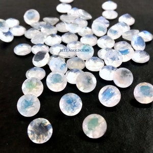 100 Piece 2 MM To 10 MM AA Quality Natural Rainbow Moonstone Round Faceted Loose- Rainbow Moonstone- Blue Fire Moonstone Round Cut