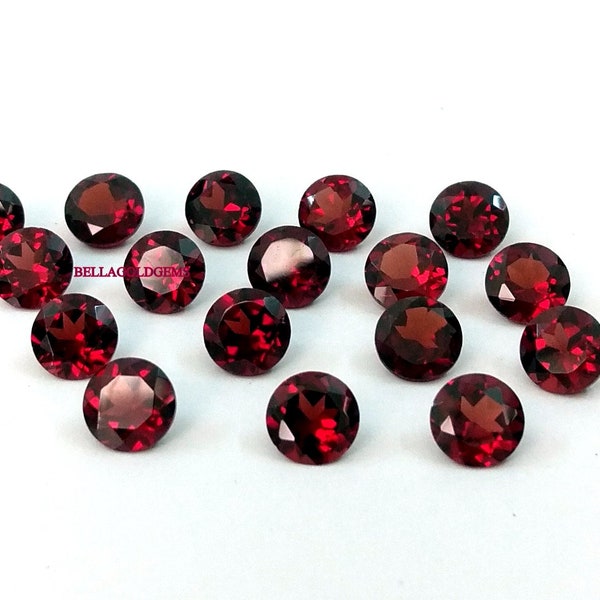 One Piece 1mm 1.5mm 2mm 2.5mm 3mm 4mm 5mm 6mm 7mm 8mm 9mm 10mm- AAA Quality Natural Red Garnet Round Loose Faceted Step Cut Gemstone