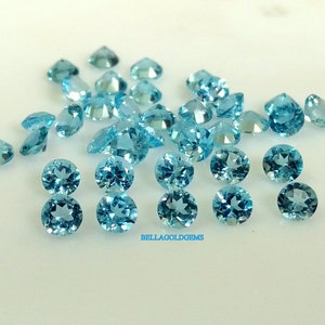 4MM Swiss Blue Topaz- AAA Quality Natural Swiss Blue Topaz Round Loose Faceted Gemstone-Blue Color