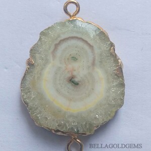 8.42 gm White Stalactite Druzy Connectors -- With Electroplated Gold Edge Handmade Drusy Geode