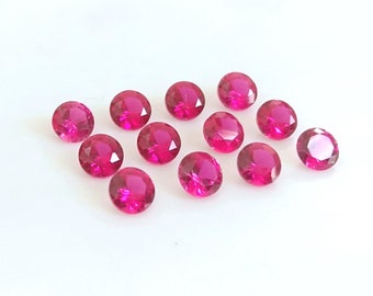 4mm Lab Created Ruby: Round Faceted AAA Gemstone