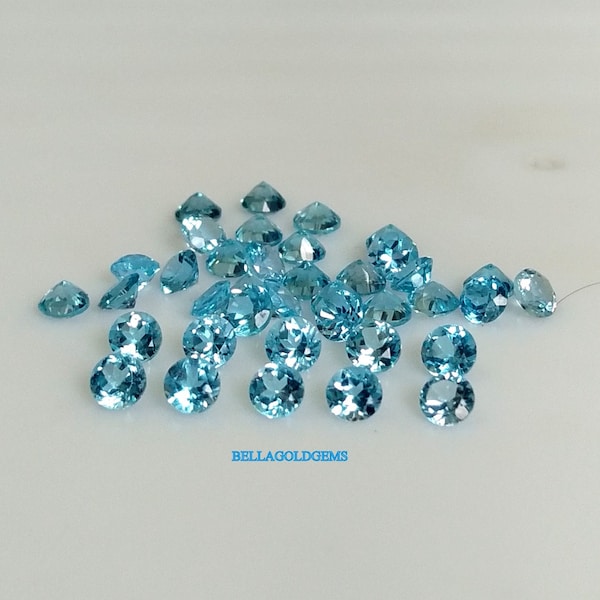 1.5 MM Swiss Blue Topaz- AAA Quality Natural Swiss Blue Topaz Round Loose Faceted Gemstone-Blue Color