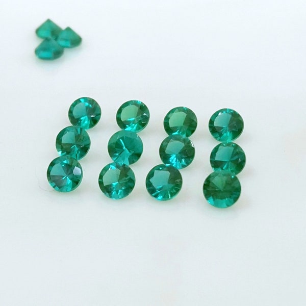 2 MM Lab Created Super Top Quality Round Faceted Emerald - Lab created Super Top Emerald