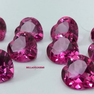 7 MM AAA Quality  Pink Topaz Heart  Faceted Loose Gemstone.