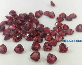 7mm AAA Natural Red Garnet:  Heart Cut Loose Gemstone