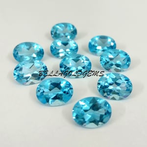 6x8 MM Swiss Blue Topaz- AAA Quality Natural Swiss Blue Topaz Oval Loose Faceted Gemstone
