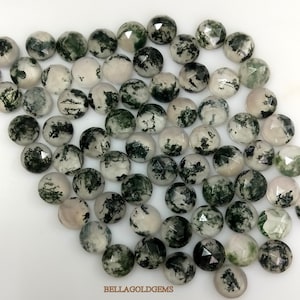 6 mm Natural Moss Agate Round Rose Cut Gemstone Loose Moss Agate Loose Gemstone.