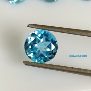 8 MM Swiss Blue Topaz- AAA Quality Natural Swiss Blue Topaz Round Loose Faceted Gemstone-Blue Color