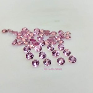 Zaffiro rosa riscaldato naturale AAA da 2 mm, taglio brillante rotondo