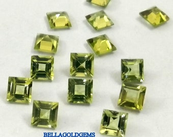 5mm Natural Green Peridot Gemstone: AAA Faceted Square Cut