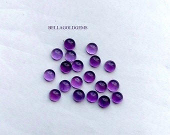 5 MM naturlig lila ametist runda cabochoner: lös ädelstensinfattning