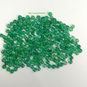2 MM Natural Emerald Green Round Cabochon Loose Gemstone- Loose Emerald Round Cabs Gems