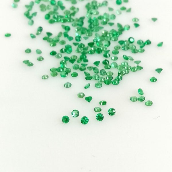 1 MM Natural Emerald Round Diamond Cut, Calibrated Emerald Gemstone Jewelry