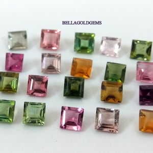 4 MM AAA MultiColor Turmalin Platz facettierten lose Edelstein-natürliche Turmalin Edelsteine
