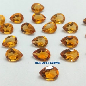 4x6 MM AAA Quality Natural Citrine Pear Loose Gemstone- Bright Yellow Color- Faceted Step Cut Pear Shape