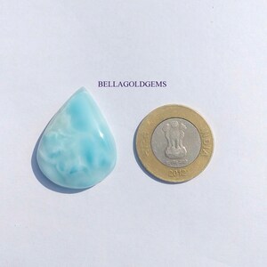 Natural Larimar Cabochon: Large Pear Shape Loose Gem (35x22x7.5 mm)