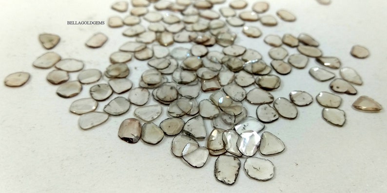 Raw Diamond Slices: White/Light Brown Loose Gemstones (4-6mm) image 3