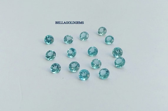 1.09cts 4 pieces  100% natural Unheated Brazil neon BLUE Apatite-loose gemstone 4mm