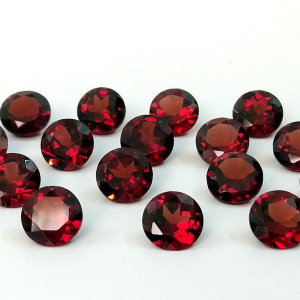 10 piece lot- 1mm 1.5mm 2mm 2.5mm 3mm 4mm 5mm 6mm 7mm 8mm 9mm 10mm- AAA Quality Natural Red Garnet Round Loose Faceted Step Cut Gemstone