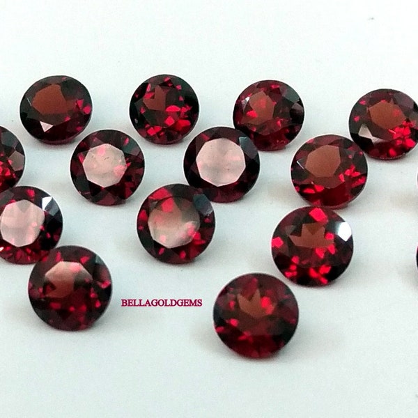 5 piece lot- 1mm 1.5mm 2mm 2.5mm 3mm 4mm 5mm 6mm 7mm 8mm 9mm 10mm- AAA Quality Natural Red Garnet Round Loose Faceted  Cut Gemstone