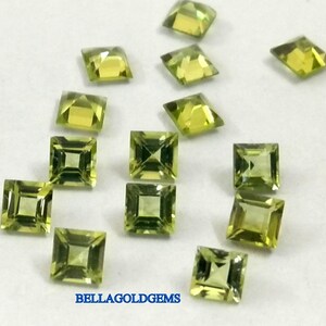 6 mm Natural Peridot Faceted Square Loose Gemstone -Natural Peridot Step Cut Square Gemstone.