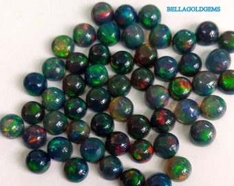 3mm Natural Black Opal: Round Cabochon Loose Gemstone