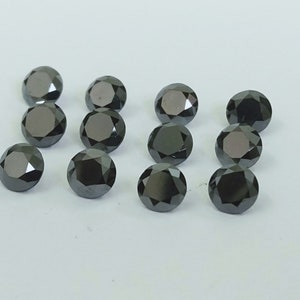 6.5 MM Natürlicher Schwarzer Diamant Runde Edelsteine-Schwarzer Diamant Brillantschliff lose Edelstein