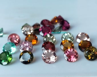 6mm Top AAA Quality Multi Color Tourmaline: Round Faceted Loose Gemstone