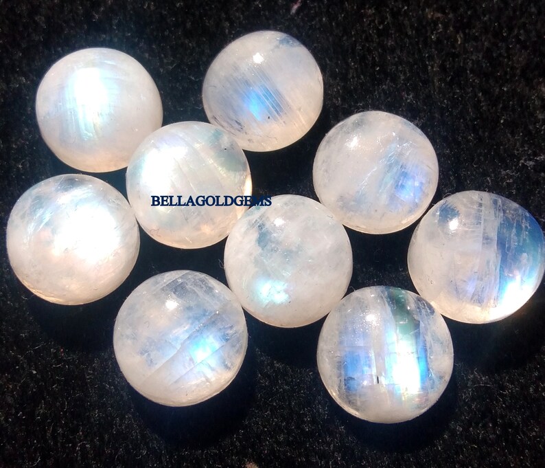 Blue Fire Rainbow Moonstone Round Cut Loose Rainbow Moonstone AA Quality 10 mm Natural Rainbow Moonstone Round Faceted Loose Gems