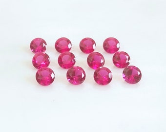 8mm Lab-Created Ruby: Round Faceted AAA Gemstone