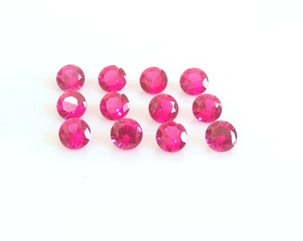 2.5 MM Lab-Created Round Faceted Ruby: AAA Quality