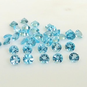 2.5 MM Swiss Blue Topaz- AAA Quality Natural Swiss Blue Topaz Round Loose Faceted Gemstone-Blue Color