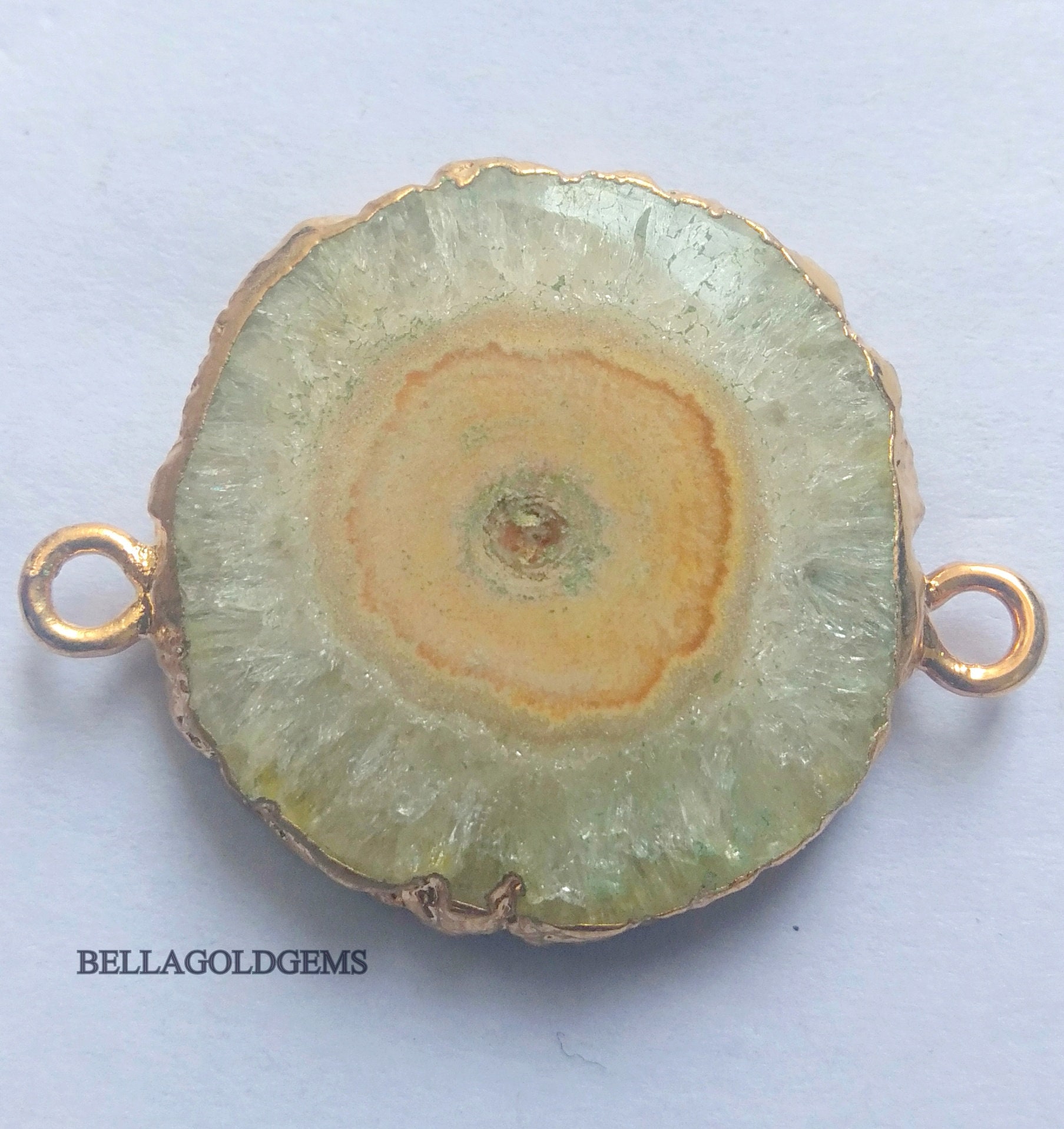 Lot De 10 Connecteurs En Druzy Sucre – Ronde Plaqué Or – Fait Main Inde