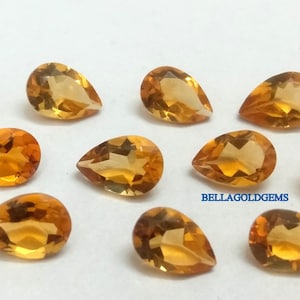 5x7 MM AAA Quality Natural Citrine Pear Loose Gemstone- Bright Yellow Color- Faceted Step Cut Pear Shape