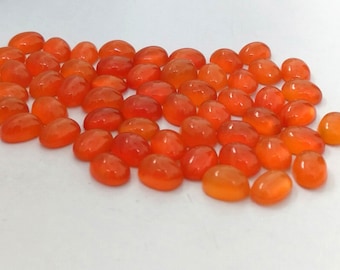 AAA Carnelian Cabochons: Natural Orange Oval Gemstone (6x8 MM)